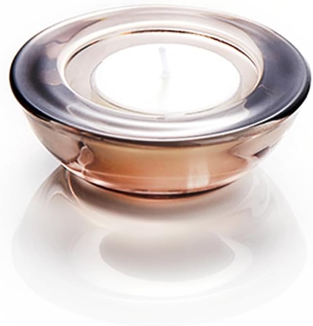 Grey Tealight Candle Holders - Set of 12, Round Chunky Glass Candle Holder, 3" Diameter - CH01 - Tea Grey