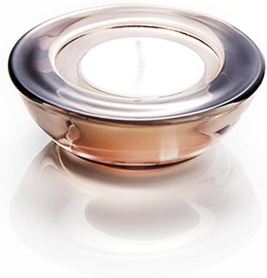 Grey Tealight Candle Holders - Set of 12, Round Chunky Glass Candle Holder, 3" Diameter - CH01 - Tea Grey