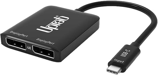 uptab USB C to Dual DisplayPort Adapter Hub, Extended Dual 4K 60Hz Display Port Multi Monitors Converter for Dell XPS 13 15, Lenovo Yoga, Sumsung HP, Chromebook, etc