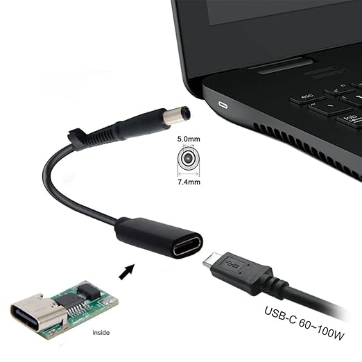 NFHK Type C USB-C Female Input to DC 7.4 * 5.0mm Power PD Charge Cable fit for Laptop 18-20V
