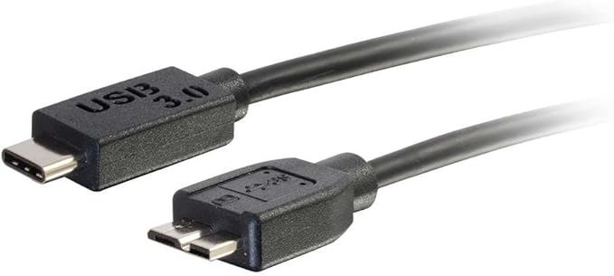 C2G USB Cable, USB 3.0 Cable, USB C to Micro B Cable, Compatible with Thunderbolt 3 Tablet, Chromebook Pixel, Samsung Galaxy TabPro S, LG G6, Macbook, Black, 3 Feet (0.91 Meters), Cables to Go 28862