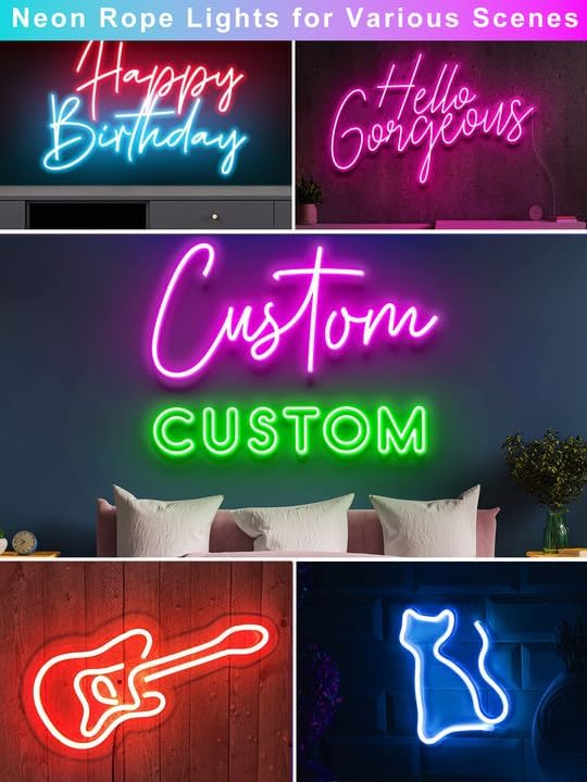 48ft RGB LED Neon Rope Lights with App, Remote Control, IP65 Waterproof Neon Light Strip Outdoor Indoor, DIY Design Flexible Led Strip Lights for Bedroom Essentials, Gaming Accessories