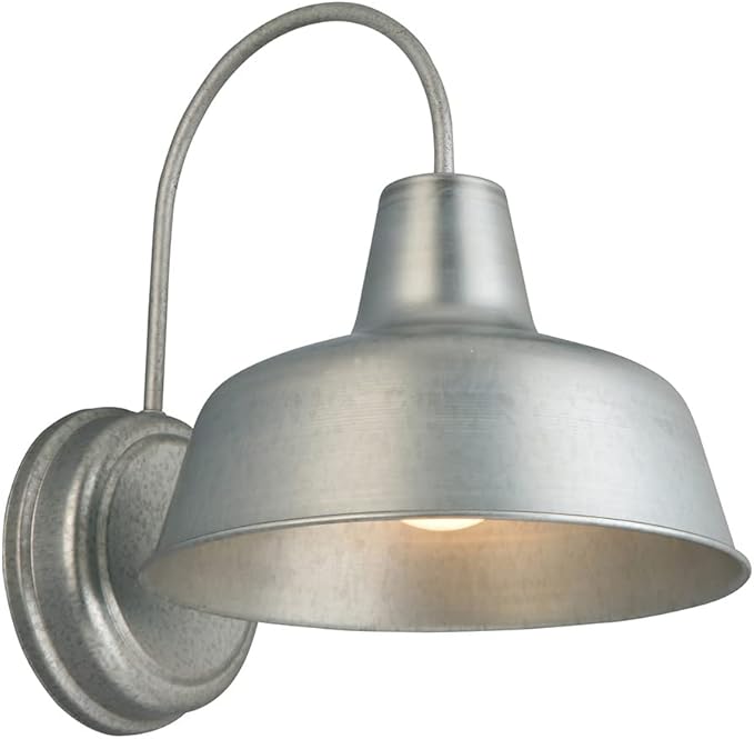 Design House Mason Barn Light Indoor/Outdoor Wall Mount Modern Industrial Farmhouse Wall Light for Patio, Garage, Bathroom, Office, Kitchen, 10-Inch, Galvanized Paint, 579383, Larger Version