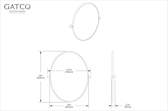 Gatco 5659XFLG A-Line 32" H Framed Oval Mirror, Matte Black