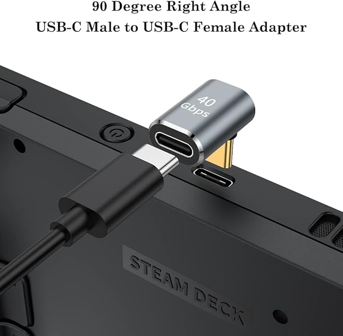 AuviPal USB C 90 Degree Adapter (2 Pack), Up and Down Right Angle L Shape USB Type C Male to Female Connector for Steam Deck, ROG Ally, MacBook, Tablet, Phone and More - Space Gray