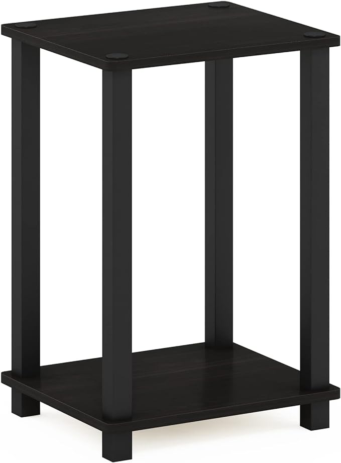 Furinno Simplistic Night Stand, 2-Tier Compact Nightstand with Open Shelf, Toolless Small Bedside Table, End Table, Side Table, for Bedroom, Living Room, Black Espresso