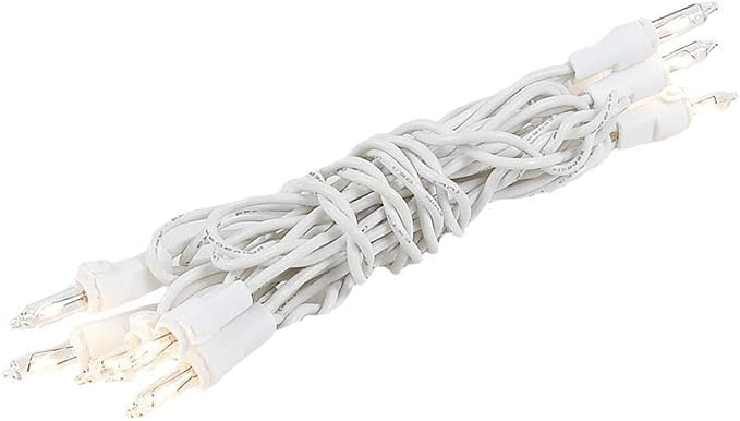 Novelty Lights 5.5 Feet 10 Bulb Clear Mini Light String on White Wire, Non-Connectable Incandescent Fairy Lights for Bottles and Crafts, 4" Bulb Spacing, 24" Lead, Stackable Fused Plug
