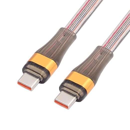 NFHK USB-C Type C to USB-C Ultra Slim Flat Power USB2.0 Data Cable 65W Fast Charge for Laptop Tablet Phone 100cm
