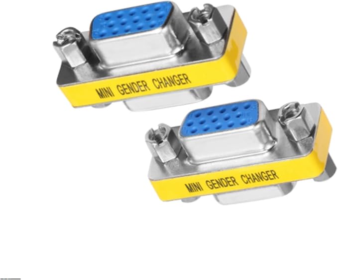 VGA Female to Female Adapter (2 Pack), VGA Coupler Extender for Monitor Cable Extension, HD15 Gender Changer Connector for Computer, Projector, Laptop, KVM Switch, 1080P Supported