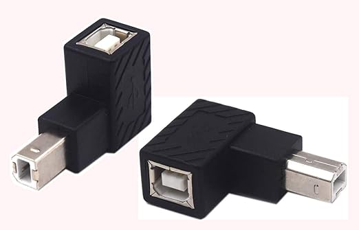 90 Degree USB B Printer Adapter, 2 Pack Left & Right USB Type B Male to Female Printing and Data Transferring Extension Adapter Connector for Printer Scanner HDD (Left & Right)