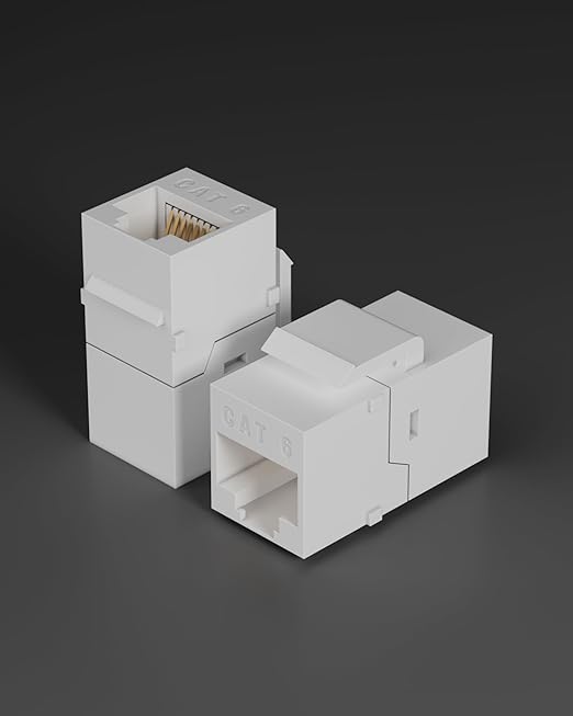 RJ45 Cat6 Keystone Coupler, 100-Pack Cat 6 Keystone Jack Ethernet Coupler Female to Female for Cat6/Cat5e/Cat5 Network Cable, White