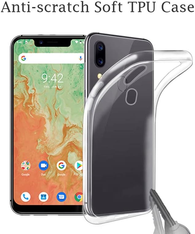 Doogee S110 (6.58") 4 Pack Tempered Glass Screen Protector & Clear Soft Silicone TPU Bumper Case - 9H Hardness