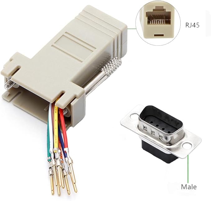5Pcs DB9 Male to RJ45 Modular Adapter, DB9 to RJ45 Female Jack Ethernet Adapter