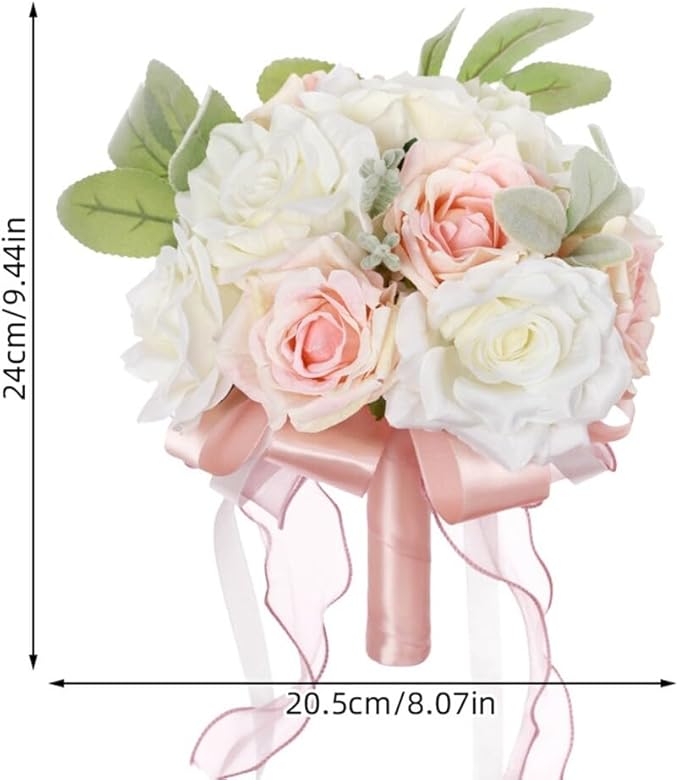 Artificial Rose Wedding Bouquets - Ribbon Decor for Bride & Bridesmaid