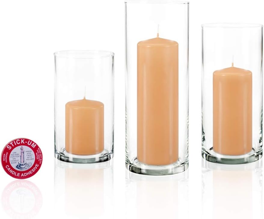 yummi Set of 36 Slim Pillars and Cylinder Vases - Caramel