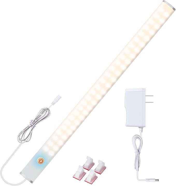 Under Cabinet Lighting Natural White 4000K, Dimmable Under Cabinet Lights with Touch Switch, LED Under Counter Lighting for Desk