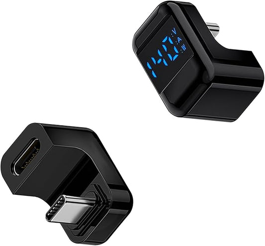 Duttek 180 Degree USB-C Adapter with Digital Display, 40Gbps, 140W PD, Supports 8K Video & Audio for Laptops & MacBooks - 2 Pack