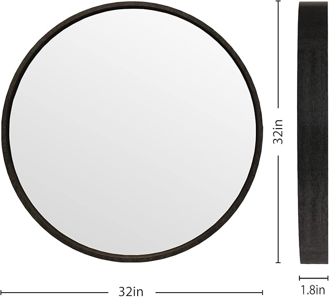 WallBeyond Black Round Mirror Wood Framed 28 inch Circle Wall Mirror for Bathroom Round Wall Mirror for Wall Decor, Vanity, Entryway Living Room