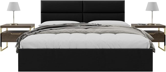 Vänt Upholstered Wall Panels - King/Cal King Size Wall Mounted Headboards - Vintage Leather Jet Black - Twin/King - Set of 4 Panels (Each Individual Panel 39"x11.5")