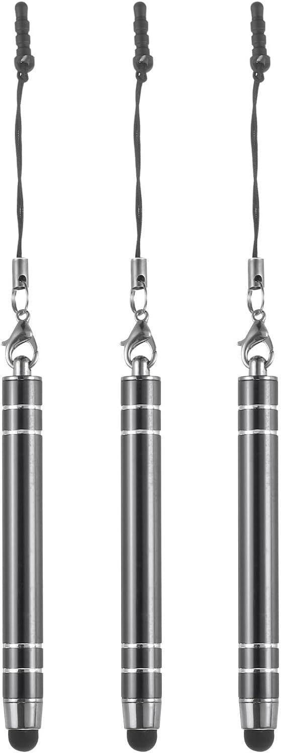 MECCANIXITY 3pcs Metal Touch Screen Pen, Metallic Stylus Pen Retractable Aluminum Alloy Mini Capacitive Pens Universal,