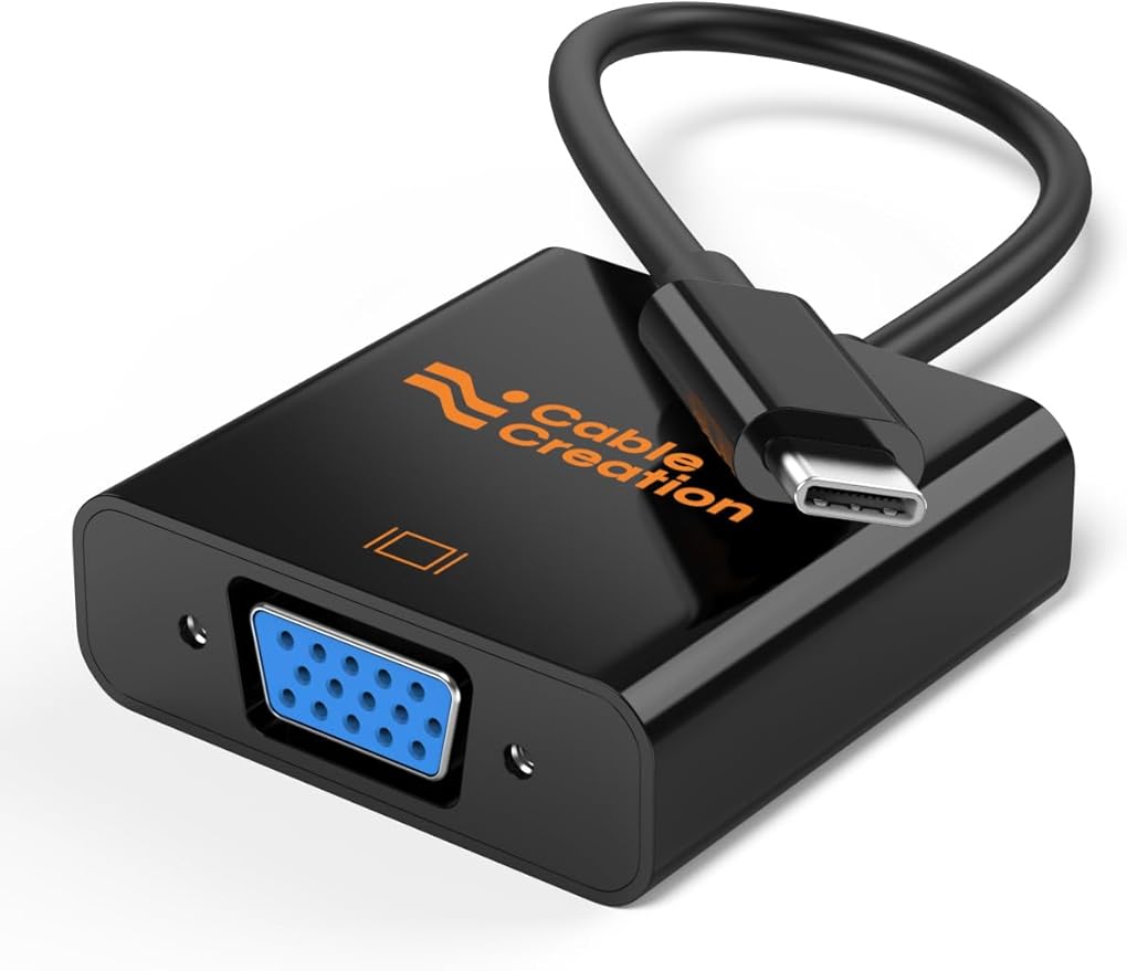 CableCreation USB C to VGA Adapter for Old Mac Monitor, Type C to V G A 1080P@60Hz,USBC to VG A Convert Thunderbolt 3/4 to V GA for iPhone 15/16 Series, MacBook Pro/Air,iPad Pro, iMac, Surface Book