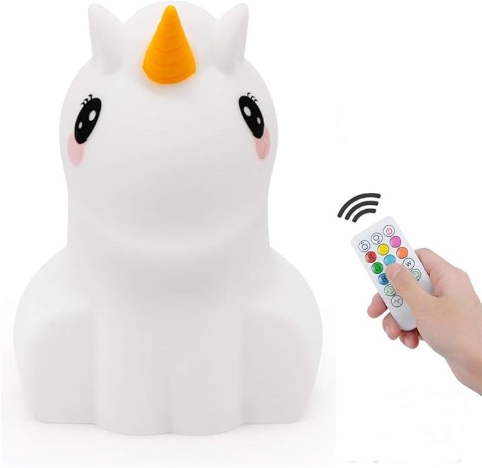 Night Light for Kids Silicone Unicorn Night Light 9 Colors Baby Light Bedside Lamp Rechargeable Remote LED Children Night Light for Toddlers/Boys/Girls/Adults/Bedroom/Bathroom/Outdoor