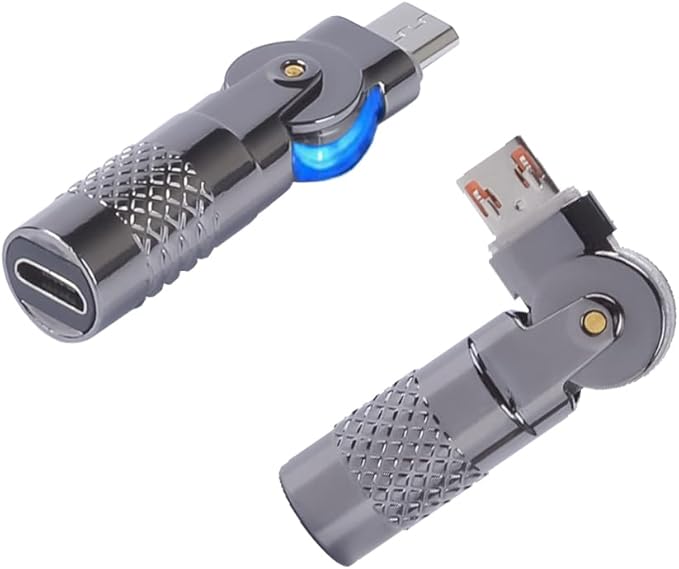 Micro USB Female to Micro USB 180° Rotating Fast Charge Adapter,2PCS