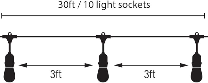 Feit Electric 72041 30 Foot Heavy-Duty Weather Resistant Decorative Indoor and Outdoor 10 Sockets Incandescent String Lights, 30', 11W, Dimmable,Black