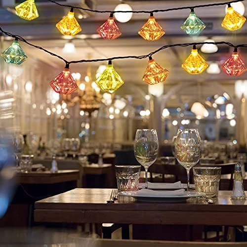 Vigdur Lantern String Lights - Multicolor Decorative String Lights Plug in with 10 Diamond Shaped Bulbs, Indoor String Light for Xmas Party Wedding Bedroom Patio Decor