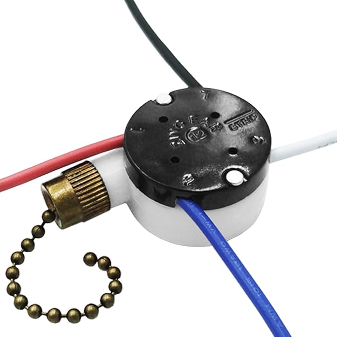 Ceiling Fan Switch Zing Ear ZE-208s E89885 3 Speed 4 Wire Pull Chain Switch with 4 Pre-Installed Wires Replacement Part for Hunter, Hampton Bay, Harbor Breeze Fans (Bronze Chain)