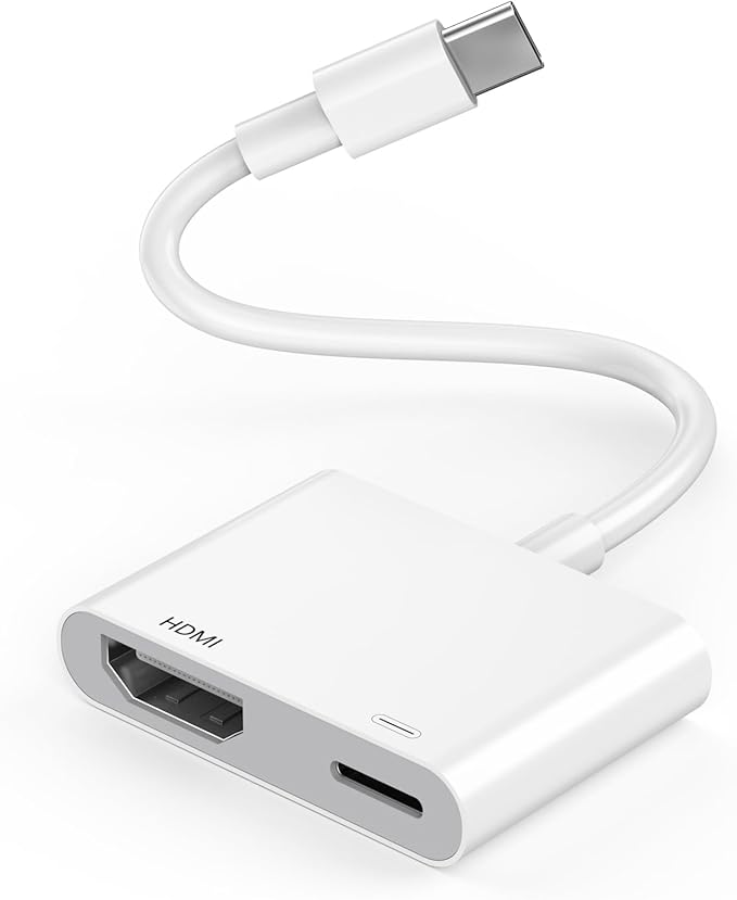 USB C to HDMI Adapter, Type C Digital AV HDTV Adapter 4K@60Hz HDMI Sync Screen Connector Cable with 100W USB C Charging Port for iPhone 16/16 Plus/16 Pro/16 Pro Max/15/15 Plus/15 Pro/15 Pro Max