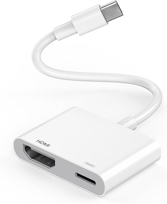 USB C to HDMI Adapter, Type C Digital AV HDTV Adapter 4K@60Hz HDMI Sync Screen Connector Cable with 100W USB C Charging Port for iPhone 16/16 Plus/16 Pro/16 Pro Max/15/15 Plus/15 Pro/15 Pro Max