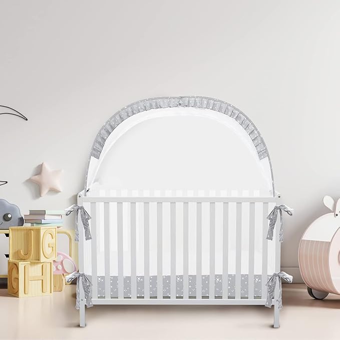 Pop Up Baby Crib Tent, Crib Net Canopy to Keep Baby in, Crib Mosquito Net with Viewing Window, Soft Mesh Cover & Pop Up Structure