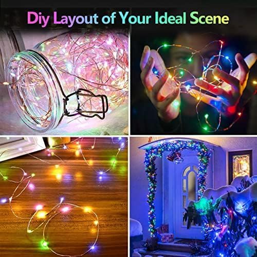 2 Pack 100LED Christmas Battery Operated Fairy Lights with Remote, 8 Modes String Lights with Timer, Dimmable, Memory Function, Waterproof Twinkle Lights for Outdoor Indoor Christmas Decor(Multicolor)