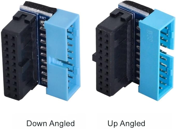 chenyang 2 Pack USB 3.0 Front Panel Header 19/20Pin Male to Female 90 Degree Angled Mainboard Header Gender Changer Connector Adapter