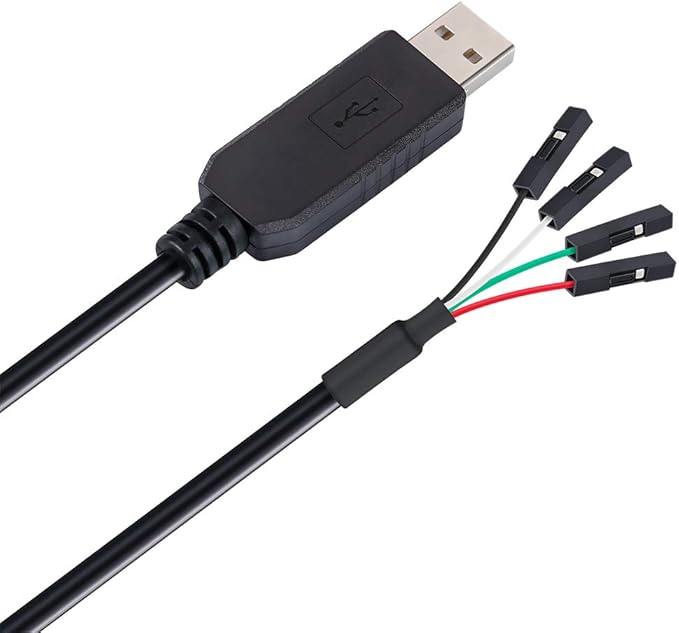 DTECH USB to TTL Serial 3.3V Adapter Cable TX RX Signal 4 Pin 0.1 inch Pitch Female Socket PL2303 Prolific Chip Windows 10 8 7 XP Vista (6ft, Black)
