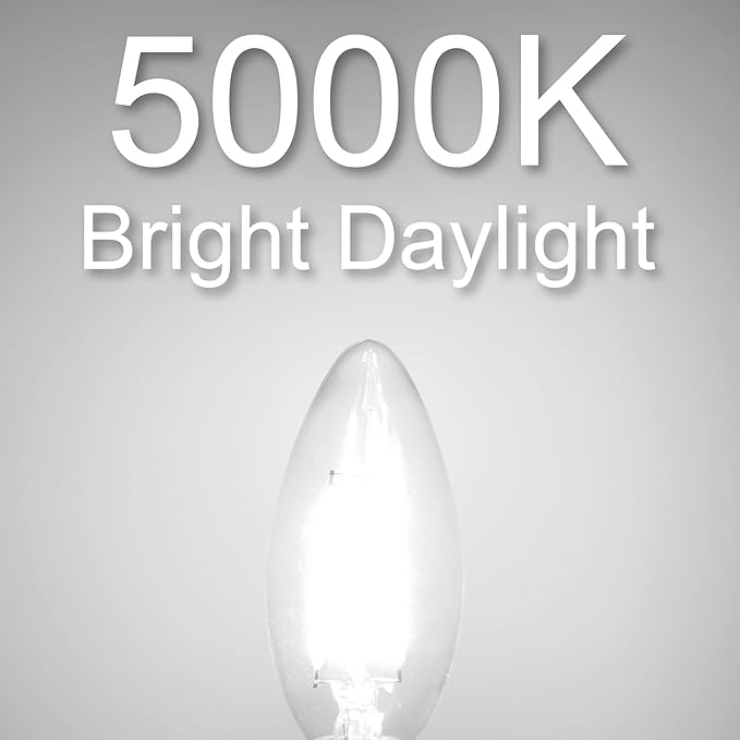 Cotanic Dimmable LED Candelabra Bulb with E12 Small Base, C35 Ceiling Fan Light Bulbs, 5000K, 4W, 60W Equivalent, 600LM, 12 Pack, Vintage Candle Lightbulb for Chandelier, Sconce, Porch Lights