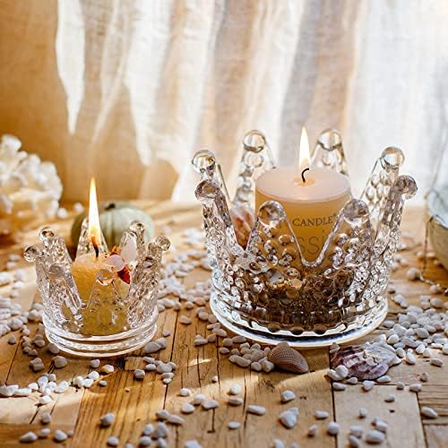 SOUJOY 18 Pack Tealight Candle Holder, Glass Crown Candle Holder, Crystal Votive Candle Stand for Dining Table Centerpiece Home Decor Wedding Part