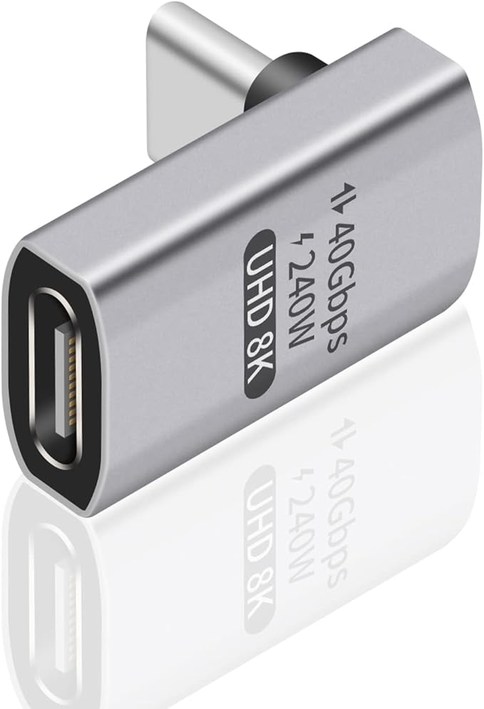 Duttek USB C 90 Degree Adapter [ 40Gbps, 240W PD,8K@60Hz Video] 90 Degree USB C Angle Adapter, Type C Male to Female Extender Connector for Tablet, HUB, Thunderbort ect 1 Pack