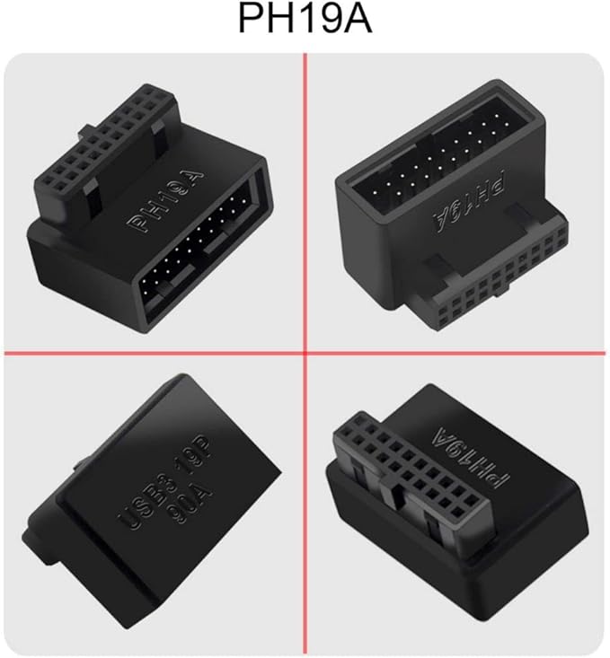 chenyang 2 Pack USB 3.0 Front Panel Header 19/20Pin Male to Female 90 Degree Angled Mainboard Header Gender Changer Connector Adapter Overmold Type