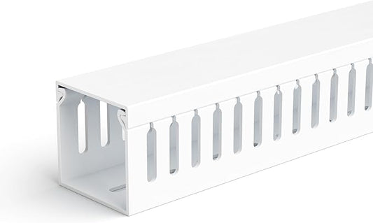 ZhiYo 2x2in Professional Server Rack Cable Management Raceway, Cable Raceway Kit, Electrically Safe PVC Open Slot Wire Cover, Cord Hider for Under Desk/Computer/Network Cords White