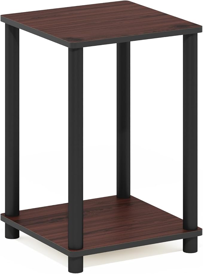 Furinno Turn-N-Tube End Table, Dark Cherry/Black , 1-Pack