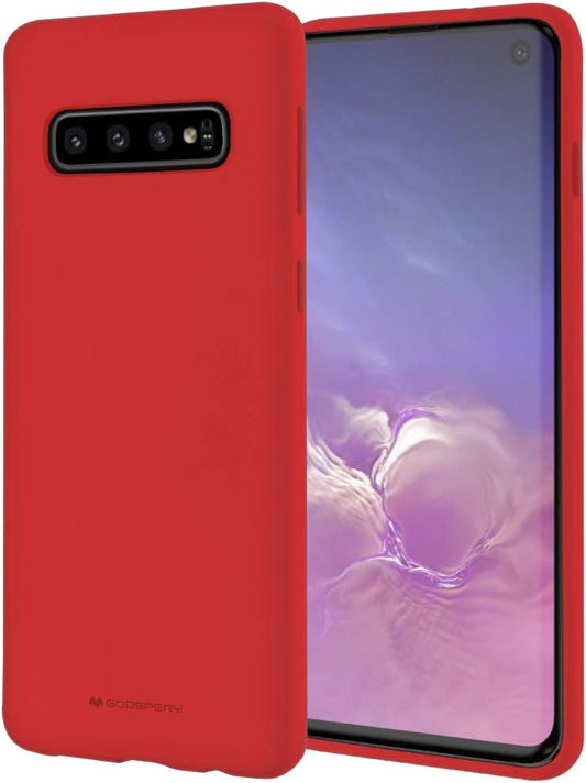 GOOSPERY Soft Feeling Jelly for Samsung Galaxy S10 Case (2019) Silky Slim Bumper Cover (Red)