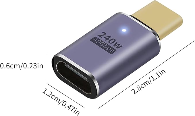 2 Pack USB C Extender Adapter 40Gbps, USB 4 & Thunderbolt 4 Male to Female Extension Adapter, PD 3.1 240W Fast Charging, 8K@60Hz Video, Type-C Connector for MacBook Pro