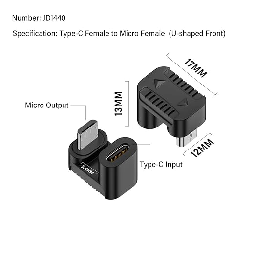 2 PCS USB C to Micro USB Charging Data Adapter Plug U Shaped Angle typeC Female to Micro USB Male 180 Degree U-Shaped Angle Down Connector 480Mbps 5V 2A for Mobile Phone. Tablet