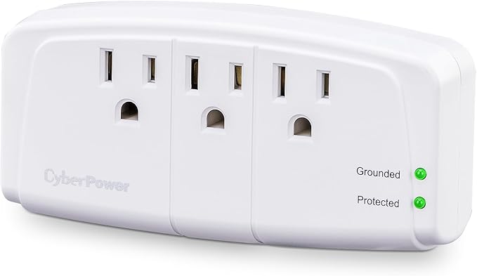 CyberPower CSB300W Essential Surge Protector, 900J/125V, 3 Outlets, Wall Tap