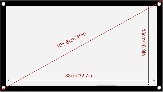 Projector Screen, 40Inch Portable Screen, Foldable Washable Non Crease Design, White Polyester, Front Back Projection Support, Movies Screen for Home Theater Outdoor Camping