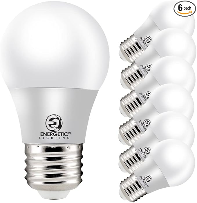 ENERGETIC SMARTER LIGHTING LED Refrigerator Bulb 40 Watt Equivalent, 3000K Warm White, Dimmable A15 Ceiling Fan Light Bulbs, E26 Base, UL Listed, 6 Pack