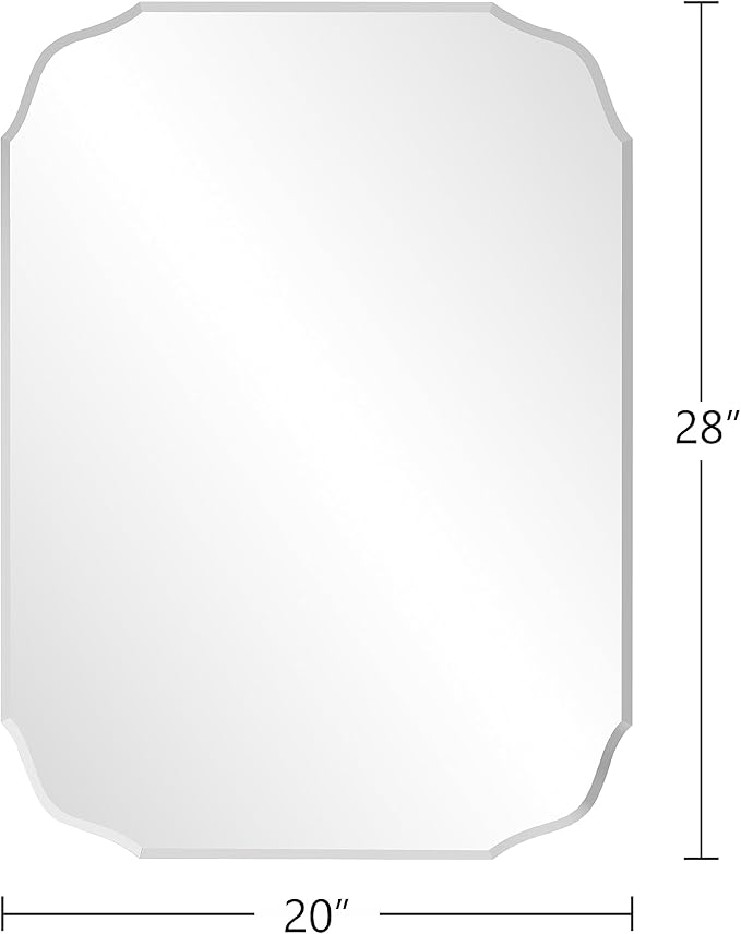 Silver Wall Mirror-Beveled Edge Frameless Mirror for Bathroom, Vanity, Bedroom, Rectangle Mirrors （20X28inch）