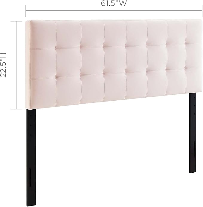 Modway Lily Queen Biscuit Tufted Performance Velvet Headboard, Pink